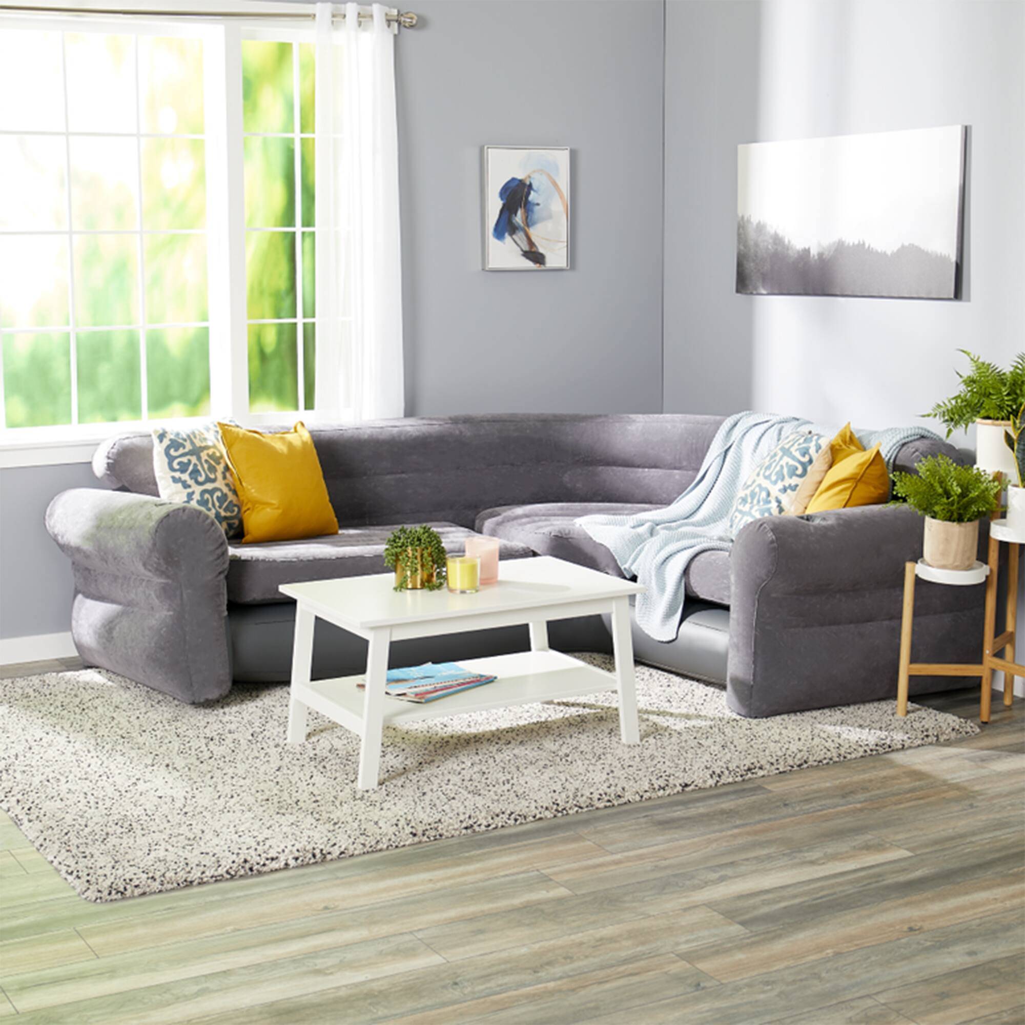 Alt View 11. Intex - Inflatable Indoor Corner Couch Sectional with Cupholders - Gray.