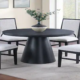 Loheer - 48-Inch Round Dining Table With Cone-Shaped Base, Seats Four - Black
