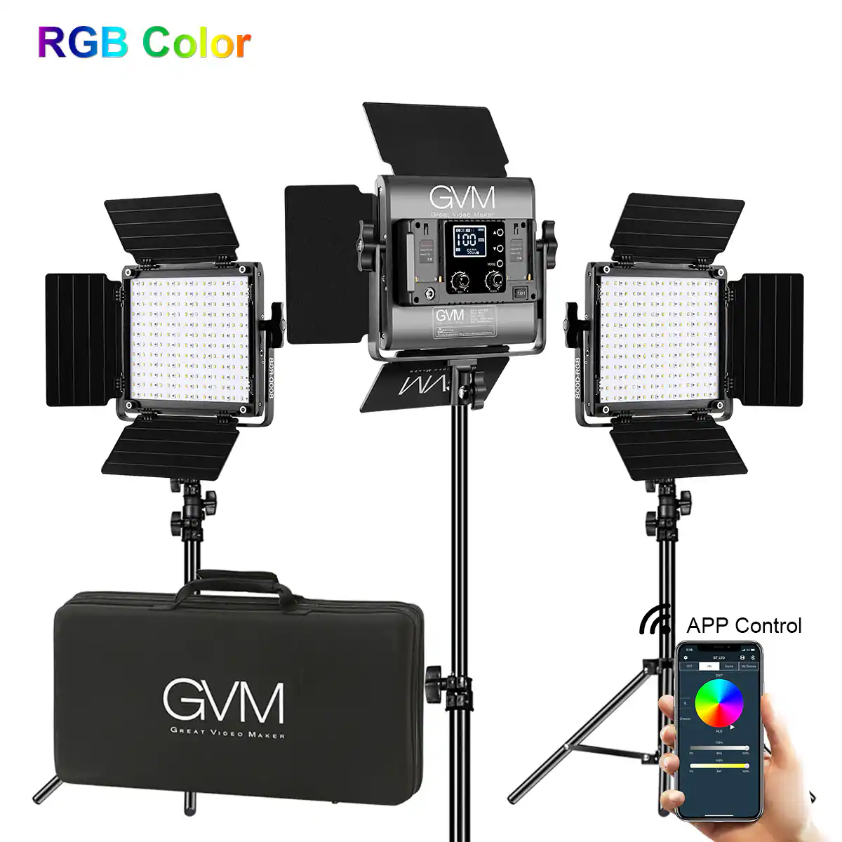 RGB Color GVM  
100 S O GVM  
WA.  
APP Control GVM GREAT VIDEO MAKER
