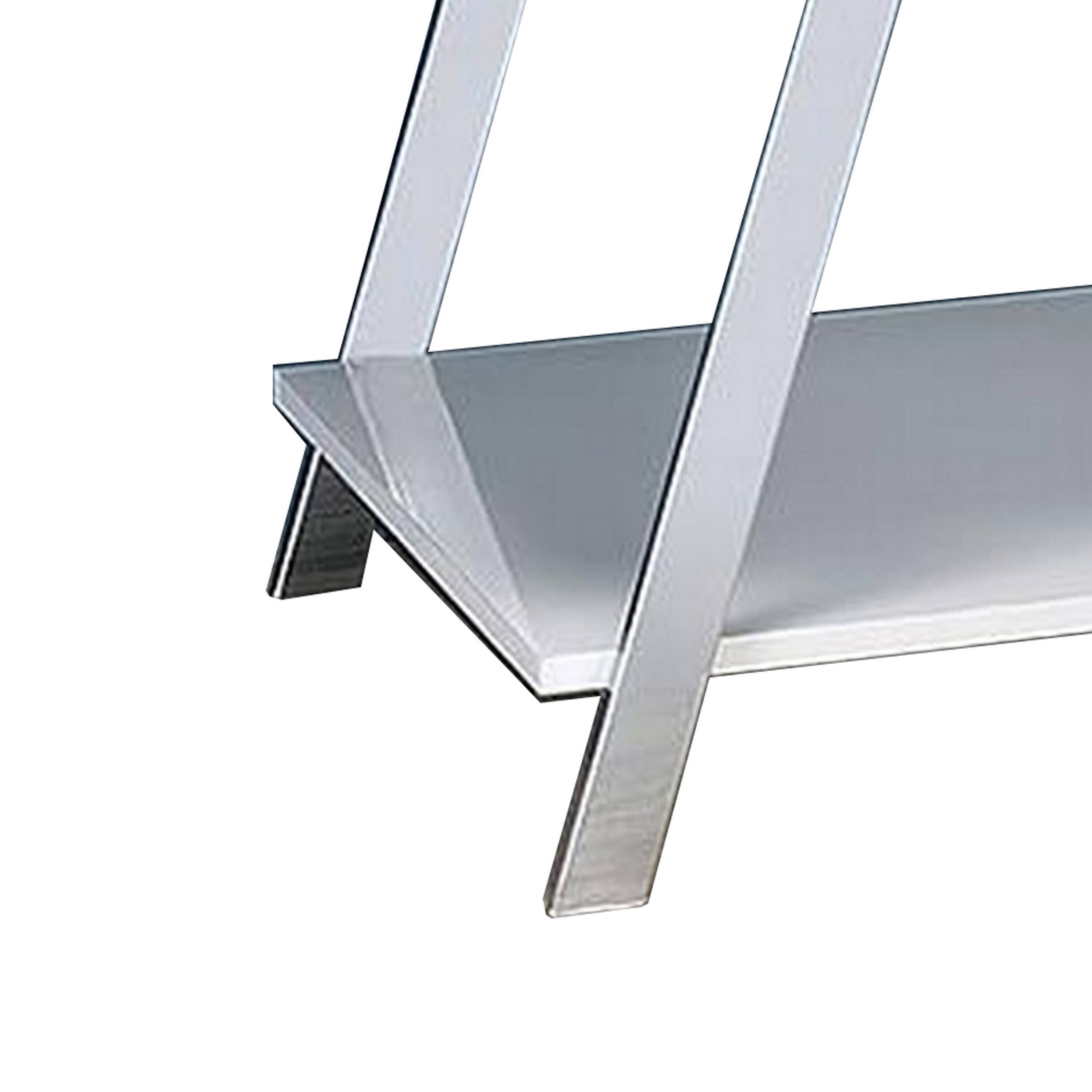 Alt View 3. Manhattan Lane - Tius 26 Inch Side End Table, Open Shelf, Chrome, High Gloss White Finish - White, Chrome.