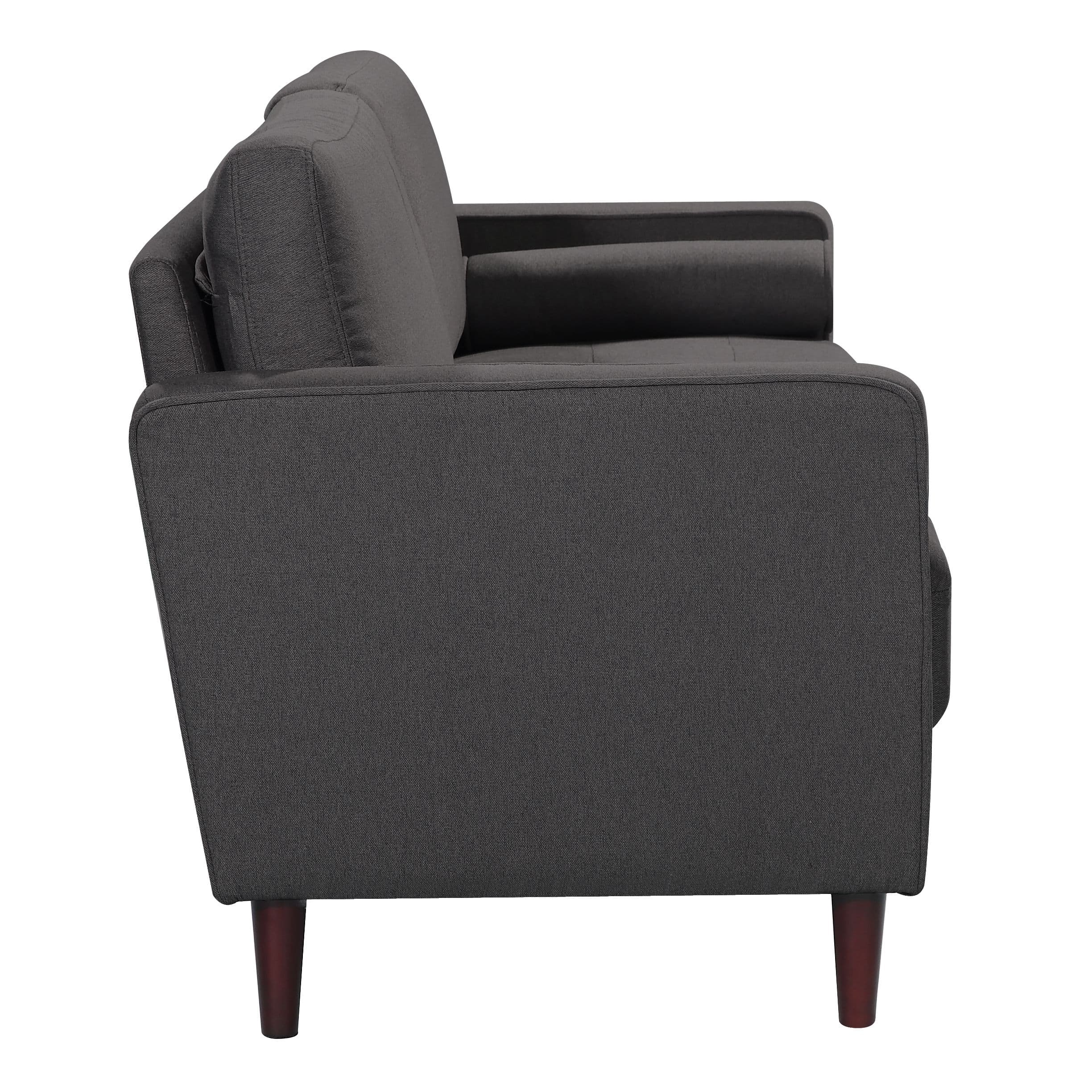 Alt View 13. Lifestyle Solutions - Langford Chair with Upholstered Fabric and Eucalyptus Wood Frame, Heather Grey - Heather Grey.