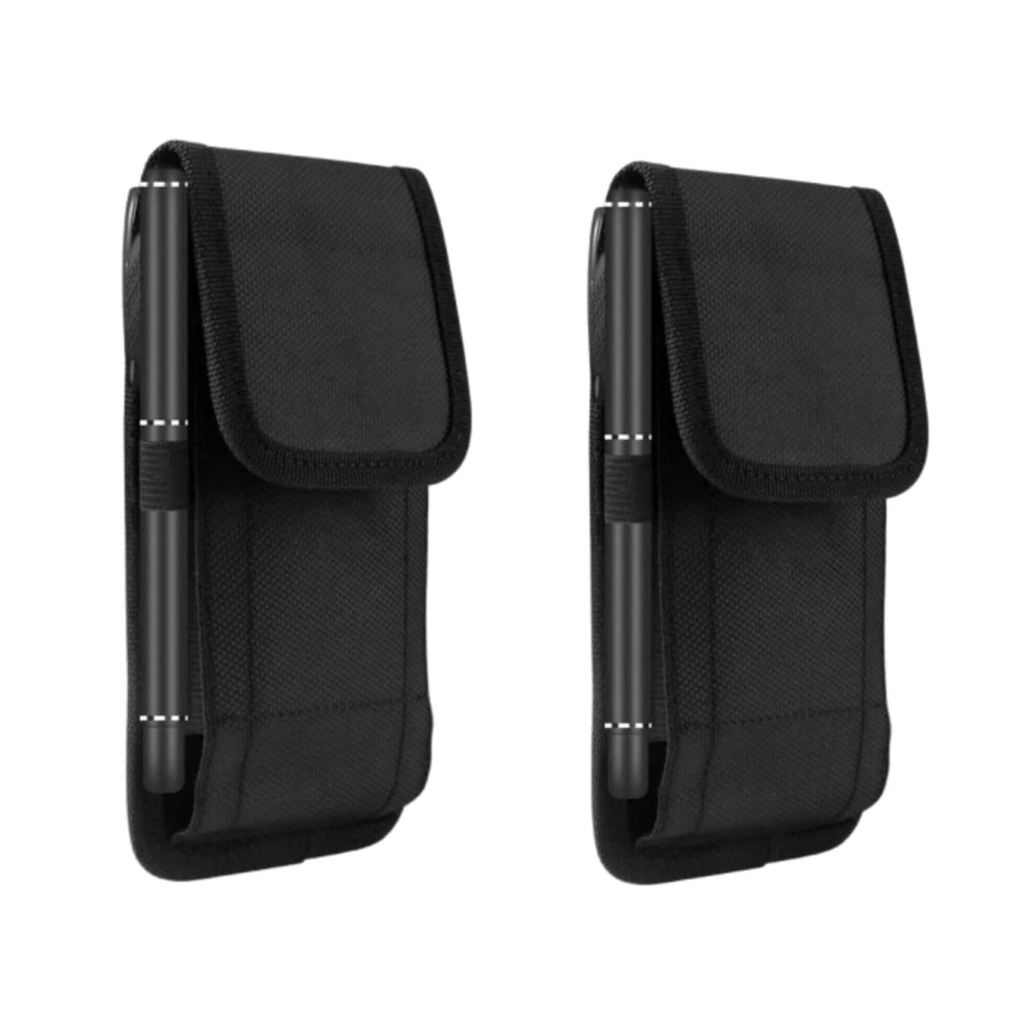 Stock Preferred - 2Pack Vertical Cell Phone Holster Pouch Wallet Case - Black