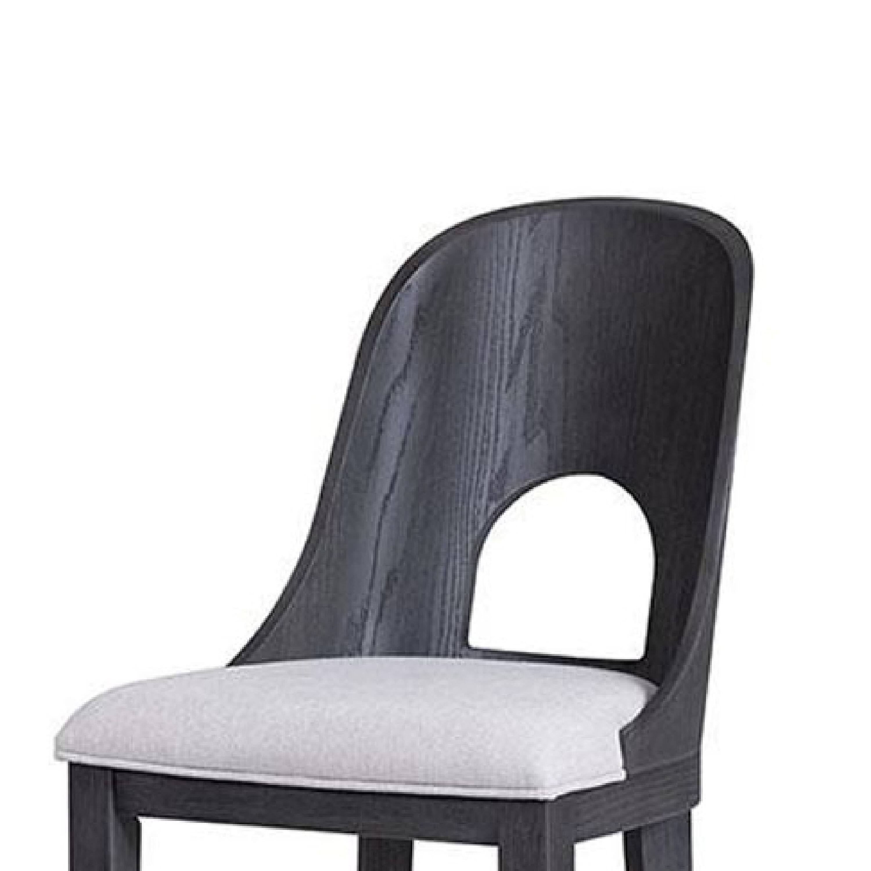 Alt View 2. Manhattan Lane - Zoko Counter Height Chair Set of 2, Curved Cut Out Back, Ash Gray Wood - Ash Gray, White.