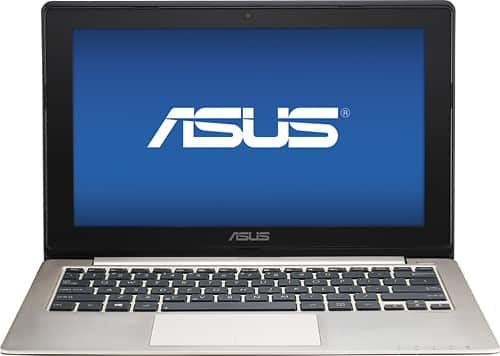 Front Standard. Asus - 11.6" Refurbished Touch-Screen Laptop - 4GB Memory - 500GB Hard Drive - Steel Gray.