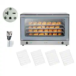 VEVOR - Commercial Convection Oven, 4.24 cu.ft Countertop Oven for Full-Size Pans, Electric Convection Ovens with 4 Racks - Silver