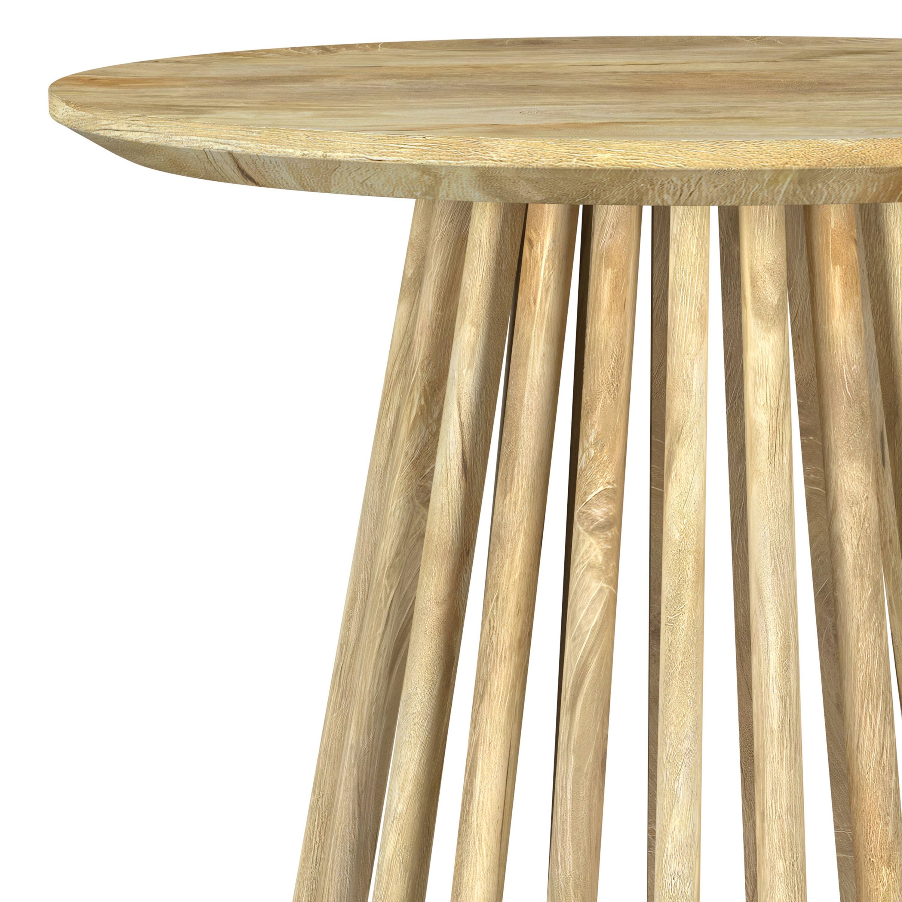 Alt View 3. Manhattan Lane - Trey Round End Side Table, Spindle Pedestal, Natural Mango Wood 22 Inch - Natural Mango Brown.