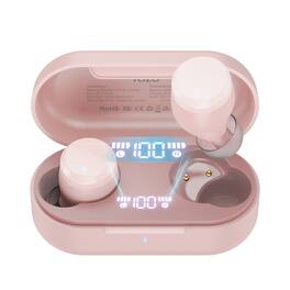TOZO - T12 LED Display Bluetooth 5.3 Ear Buds, 55H Play, ENC Clear Call, IPX8, APP-32EQ, Stereo Powerful Bass, Wireless Charge - Rose-Gold