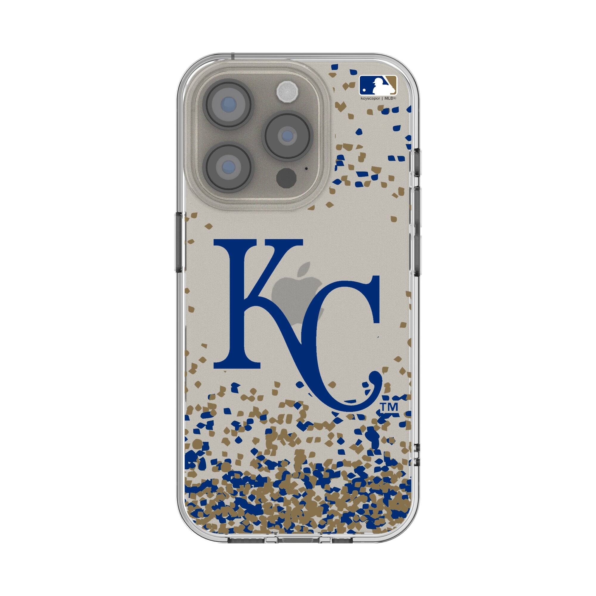 Front. Keyscaper - Kansas City Royals iPhone Confetti Design Clear Case - 13 Pro Max - Multicolor.