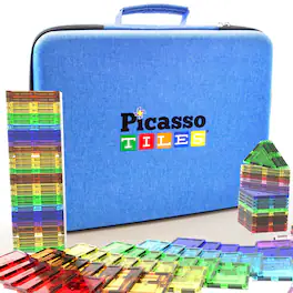 PicassoTiles - PICASSO-TILES Toy Carry Case Storage Box Organizer, Portable Travel Bag, Water-Resistant for Kids Magnetic Tiles