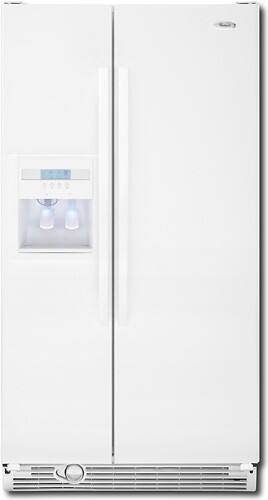 Front Standard. Whirlpool - 25.3 Cu. Ft. Side-by-Side Refrigerator with Thru-the-Door Ice and Water - White-on-White.