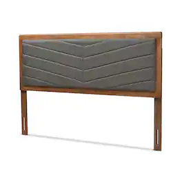 Baxton Studio - Iden Modern and Contemporary Fabric Upholstered and Finished Wood Queen Size Headboard - Dark Grey/Walnut Brown
