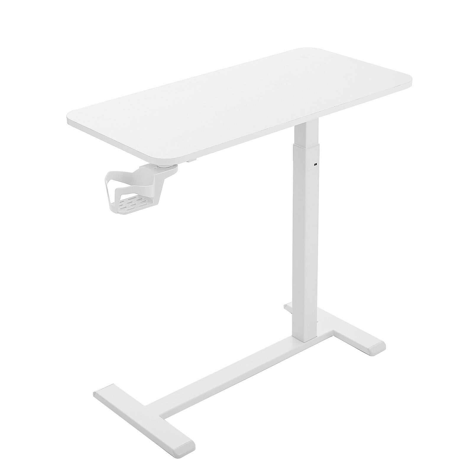 Alt View 5. VEVOR - Overbed Table 31.5"W x 15.7"D Mobile Bedside Table with Hidden Wheels, for Home Office Bed Couch, Height Adjustable - White.