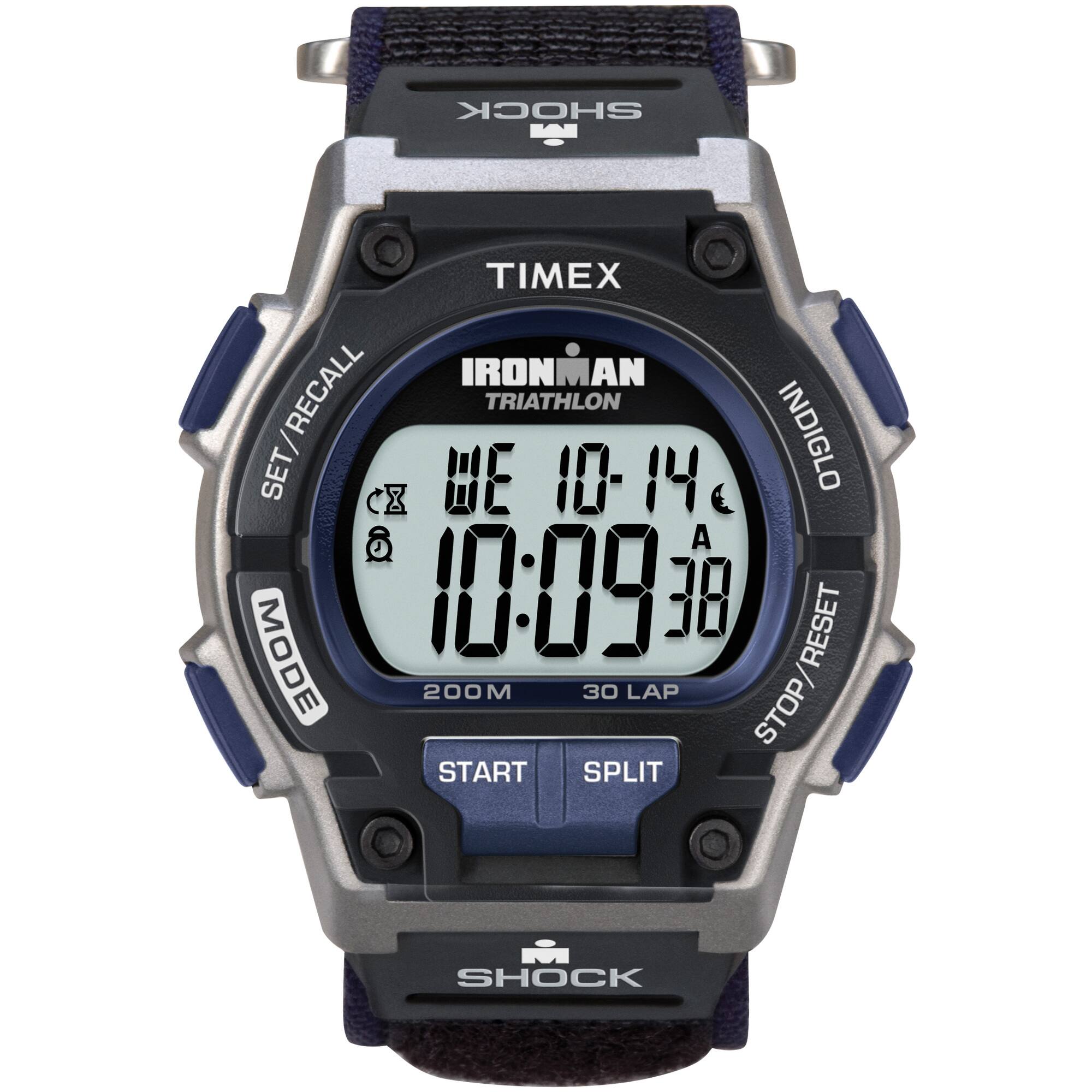 Front. Timex - Men's IRONMAN Endure 30 Shock 42mm Watch - Black/Silver-Tone/Blue.