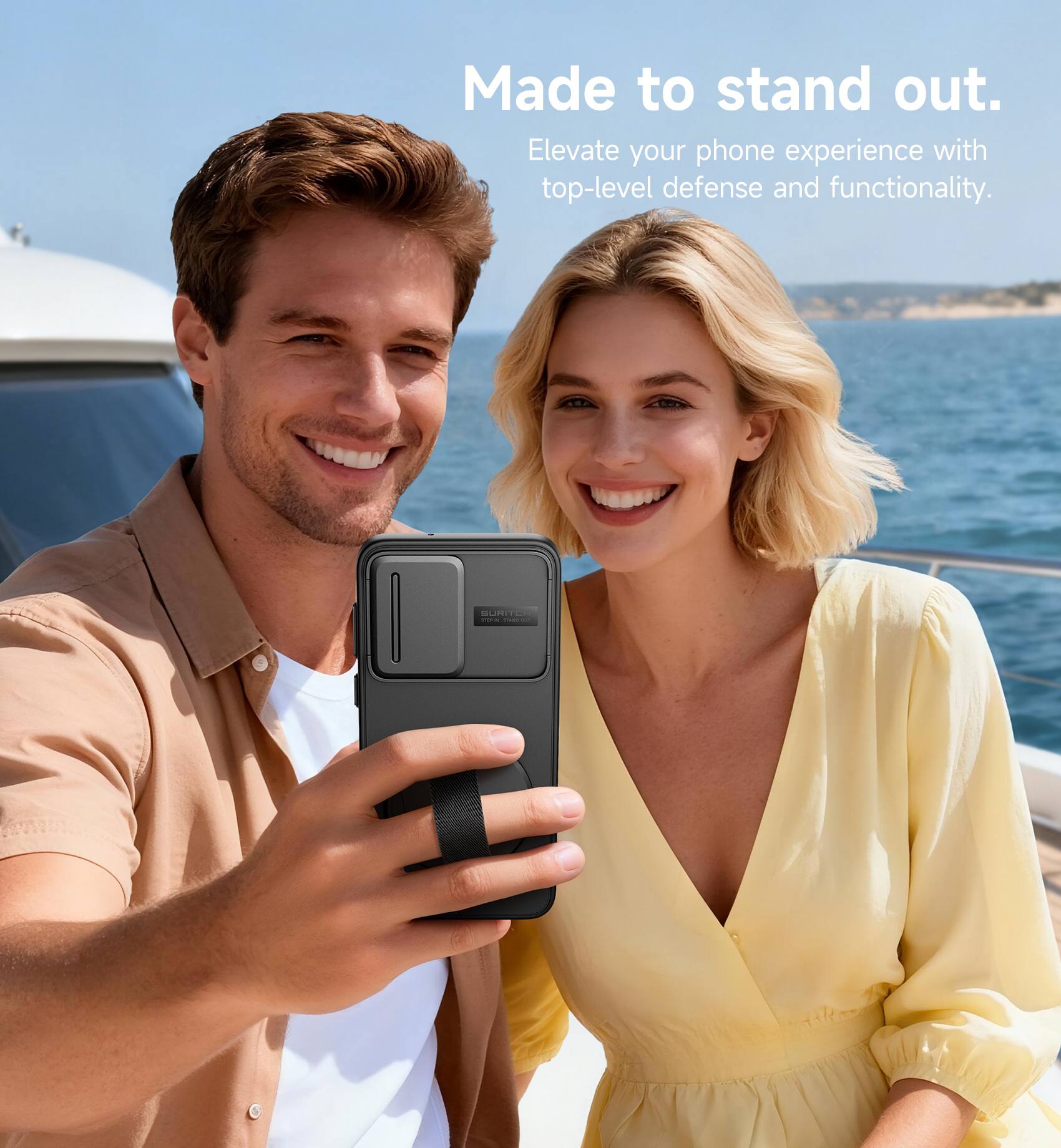Made to stand out.  
Elevate your phone experience with top-level defense and functionality.  
- OES
