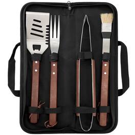 Gibson - Home Barbecue Basics 5 Piece Stainless Steel BBQ Tool Set with Wood Handles - Black