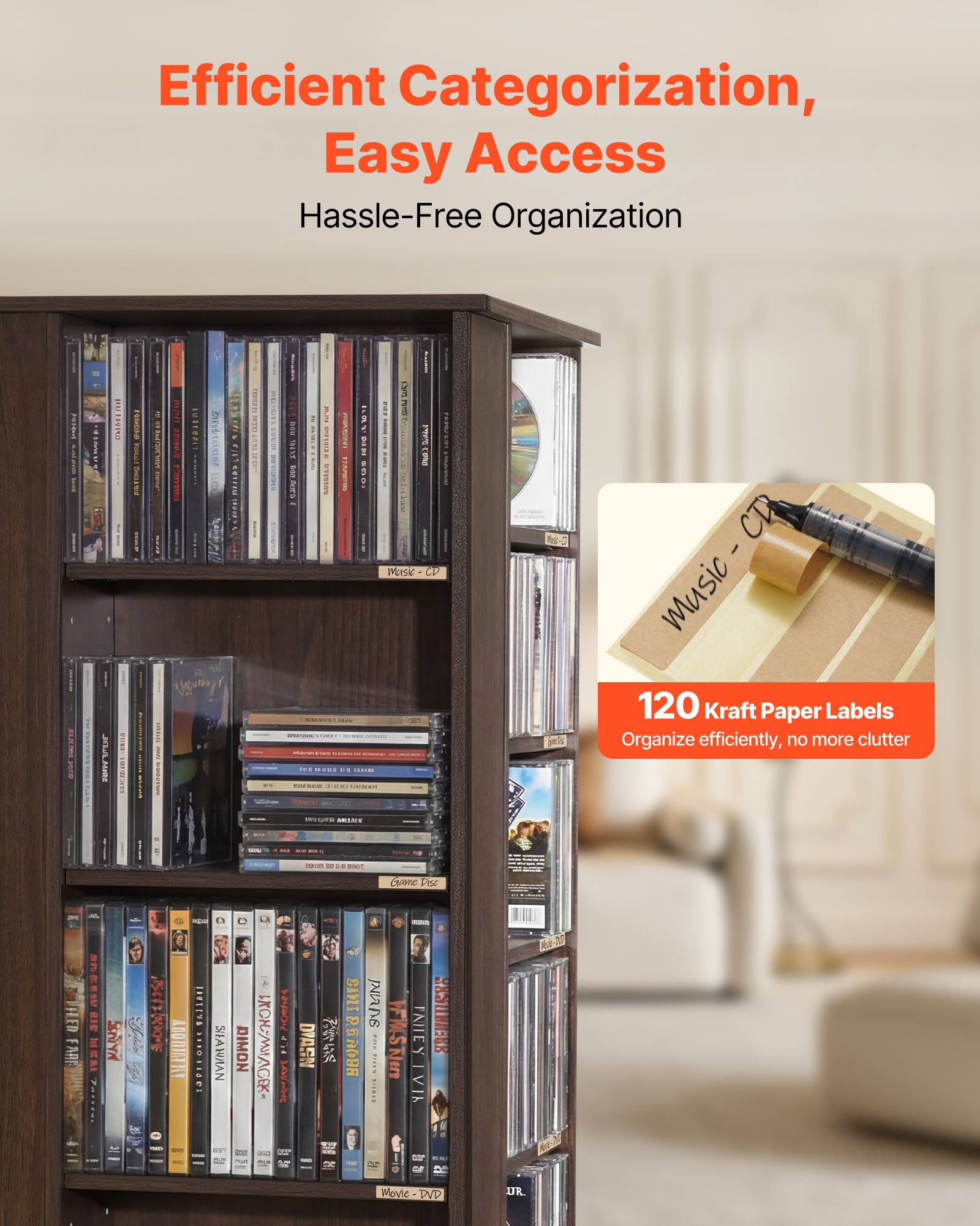 Efficient Categorization, Easy Access  
Hassle-Free Organization  

120 Kraft Paper Labels  
Organize efficiently, no more clutter