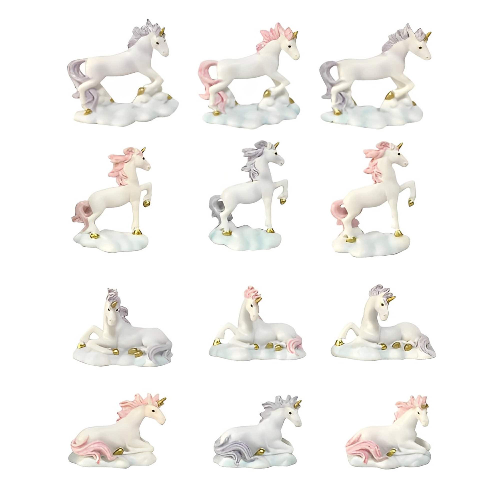 FC Design - 12-PC Cute Unicorn 2"W Mini Unicorn on Cloud Figurine Set Office Desk Tabletop Home Decor Gift - Multi-Color