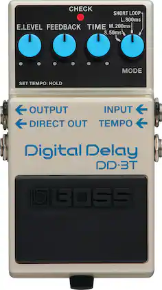 Digital Delay Guitar Effects Pedal with Tap Tempo, Stereo Outputs, Extended Delay Time, and Classic BOSS Delay Sound - Off White