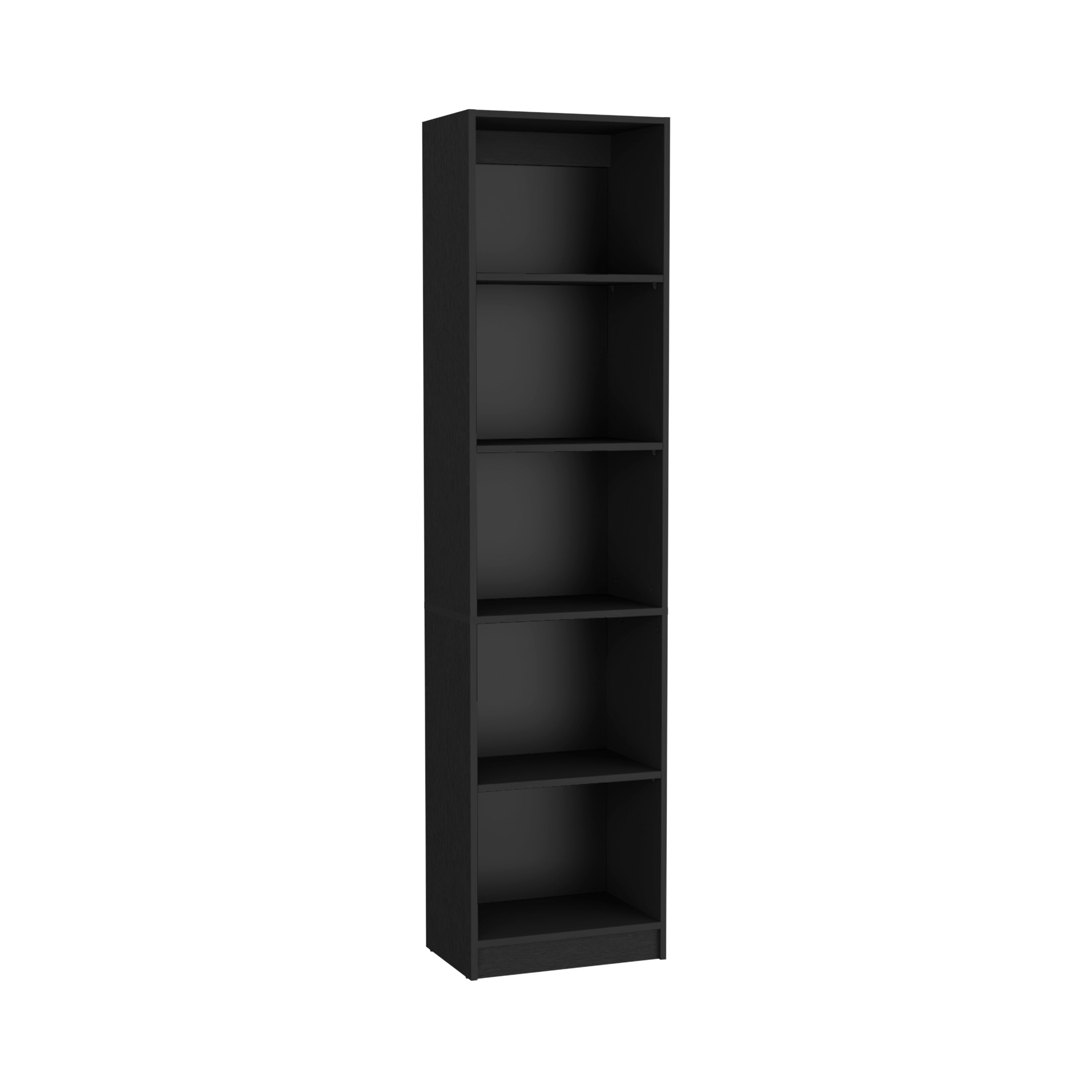 Left. Depot Eshop - Vinton XS Bookcase Compact Bookshelf with Multiple Shelves - Black.