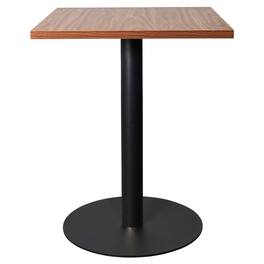 LeisureMod - Vail 24" Square Dining Table with MDF Top and Black Metal Base, Modern Small Kitchen Bistro Accent Table - Cognac Brown