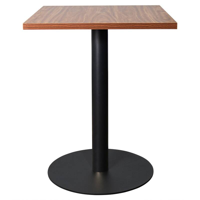 Front. LeisureMod - Vail 24" Square Dining Table with MDF Top and Black Metal Base, Modern Small Kitchen Bistro Accent Table - Cognac Brown.
