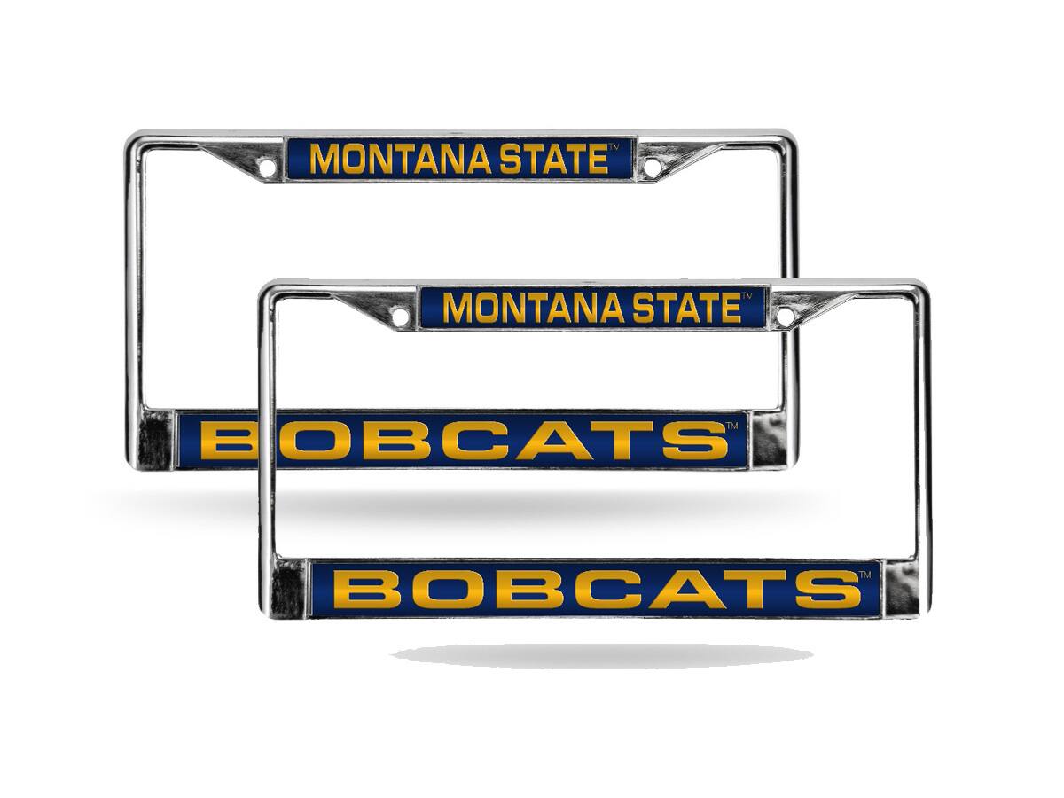 Montana State Bobcats Chrome Metal Laser License Plate Frame - Set of Two Frames