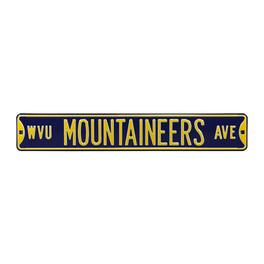 Authentic Street Signs - West Virginia Mountaineers 6" x 36" College Ave Street Sign - Navy