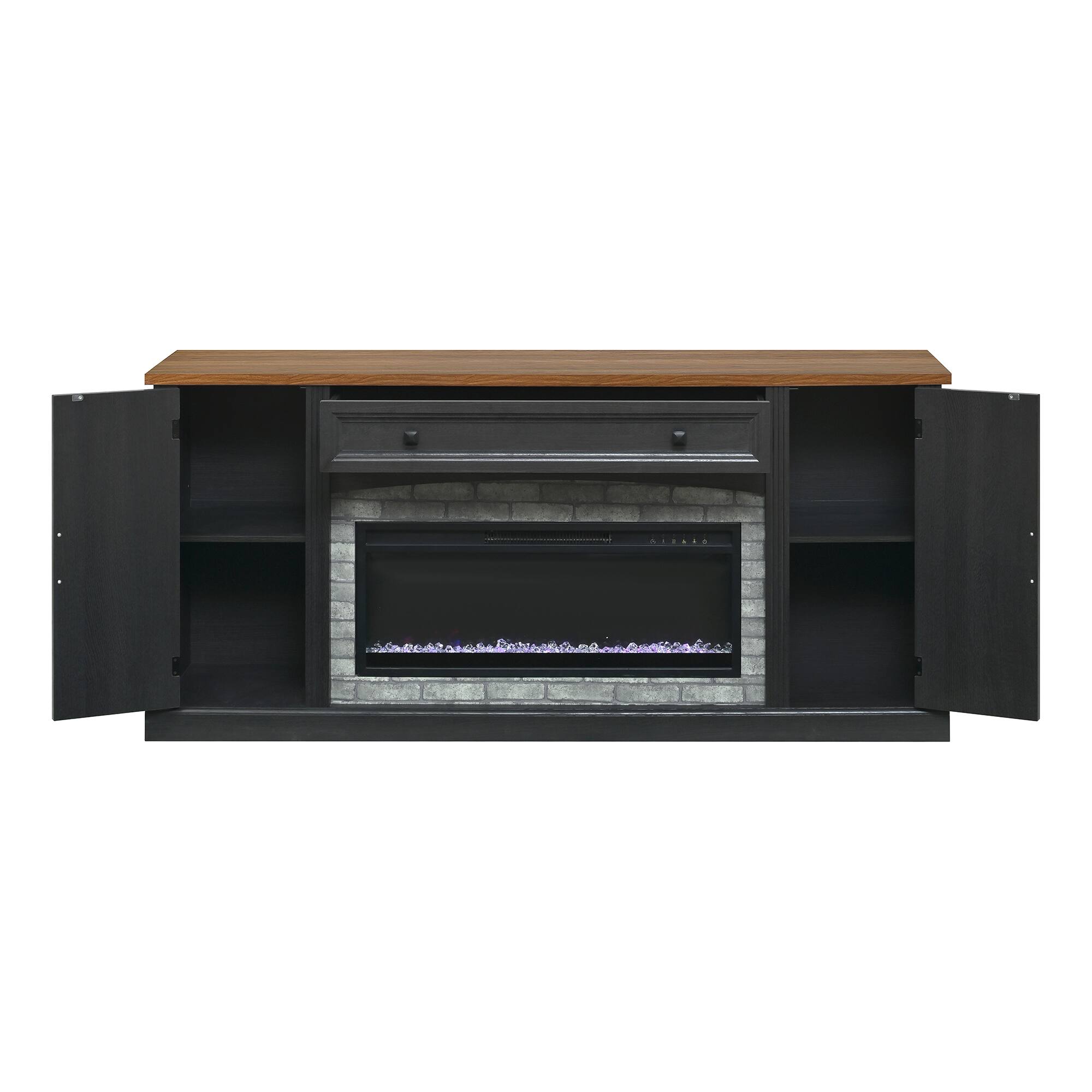 Alt View 1. Whisen - 70-Inch 3-Piece TV Stand Set with Electric Fireplace Heater,Entertainment Center with Storage Bookshelves - Black.