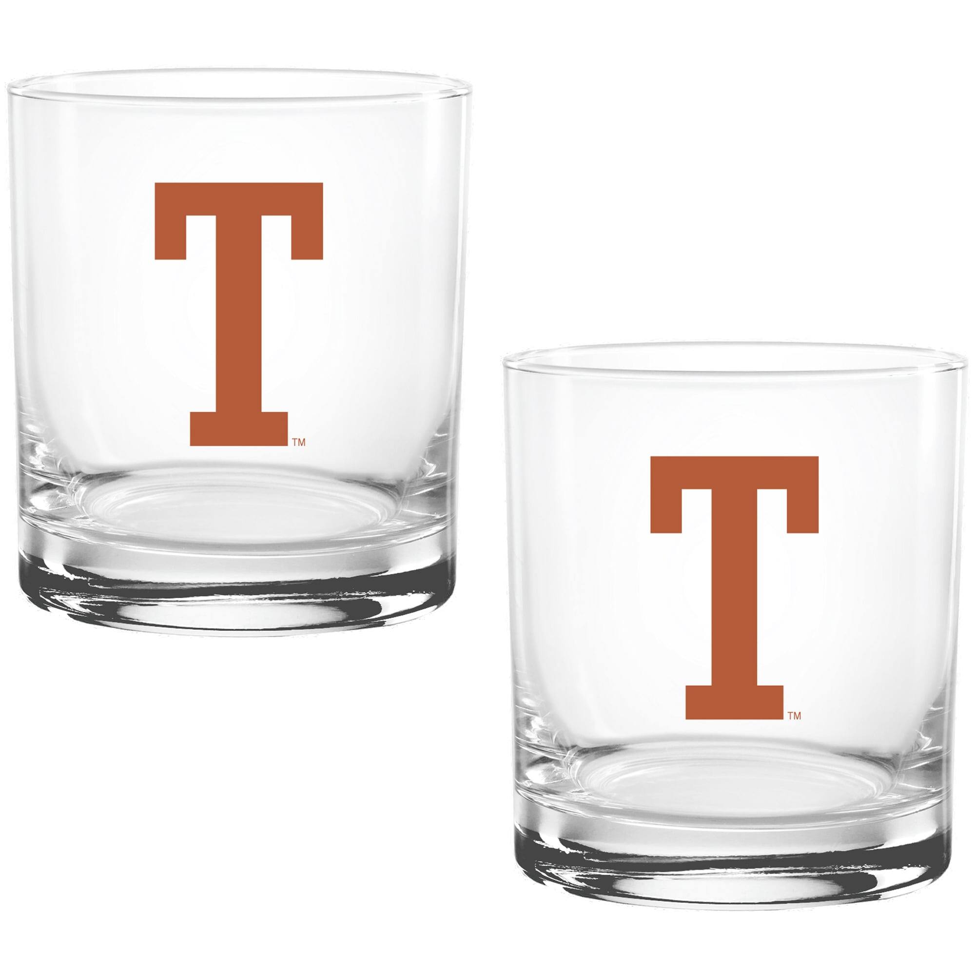 Alt View 1. Indigo Falls - Texas Longhorns Two Pack 14oz. Vault Sketch Rocks Glass Set - Multicolor.