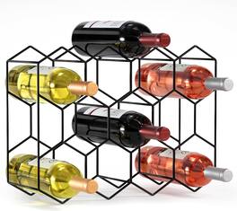 Sorbus - 14 Bottle Wine Rack – Stackable Metal Wine Storage Organizer with Honeycomb Design – Wine Bottle Holder - Black