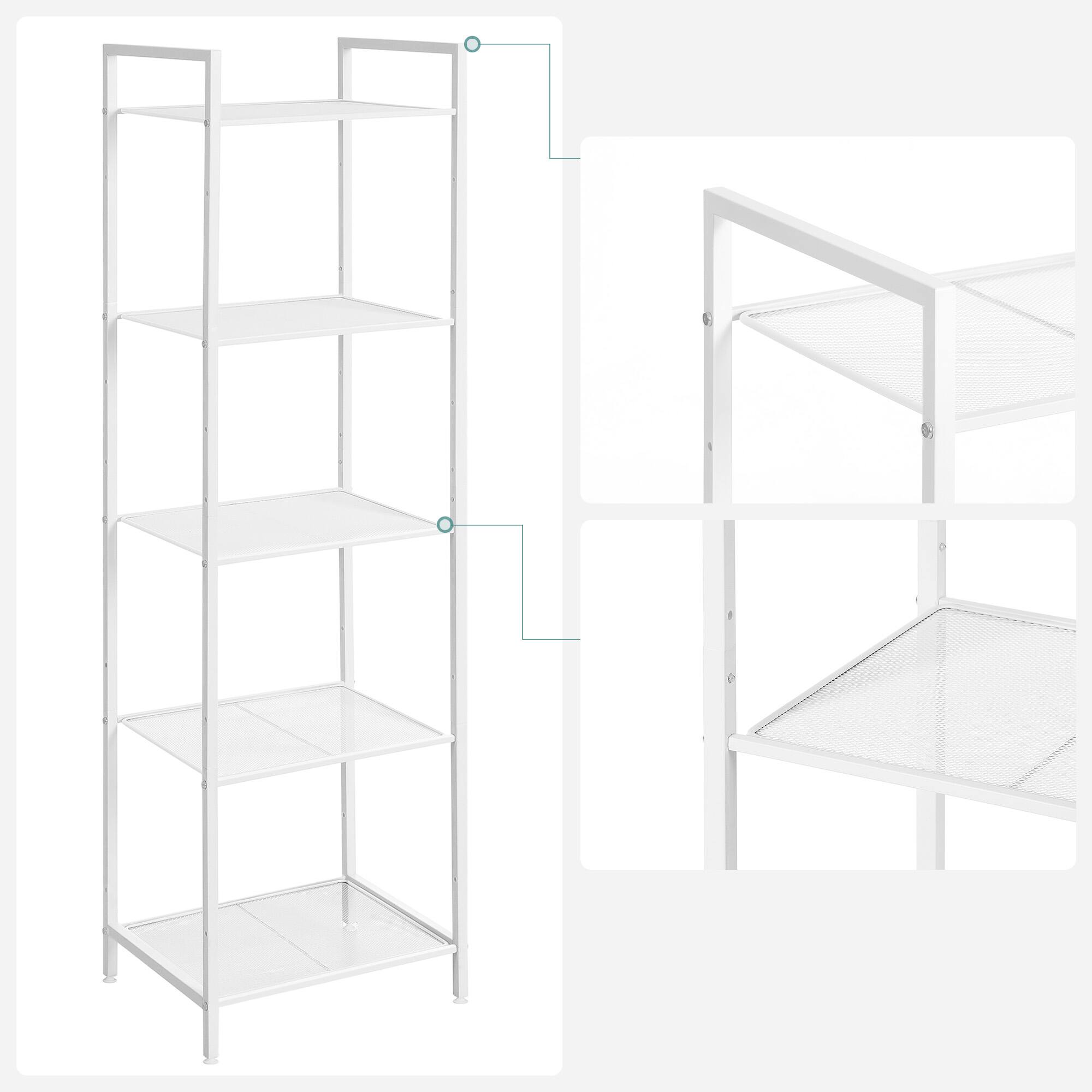 Alt View 4. Songmics Home - 5-Tier Storage Rack, Bathroom Shelf, Extendable Plant Stand with Adjustable Shelf - White.