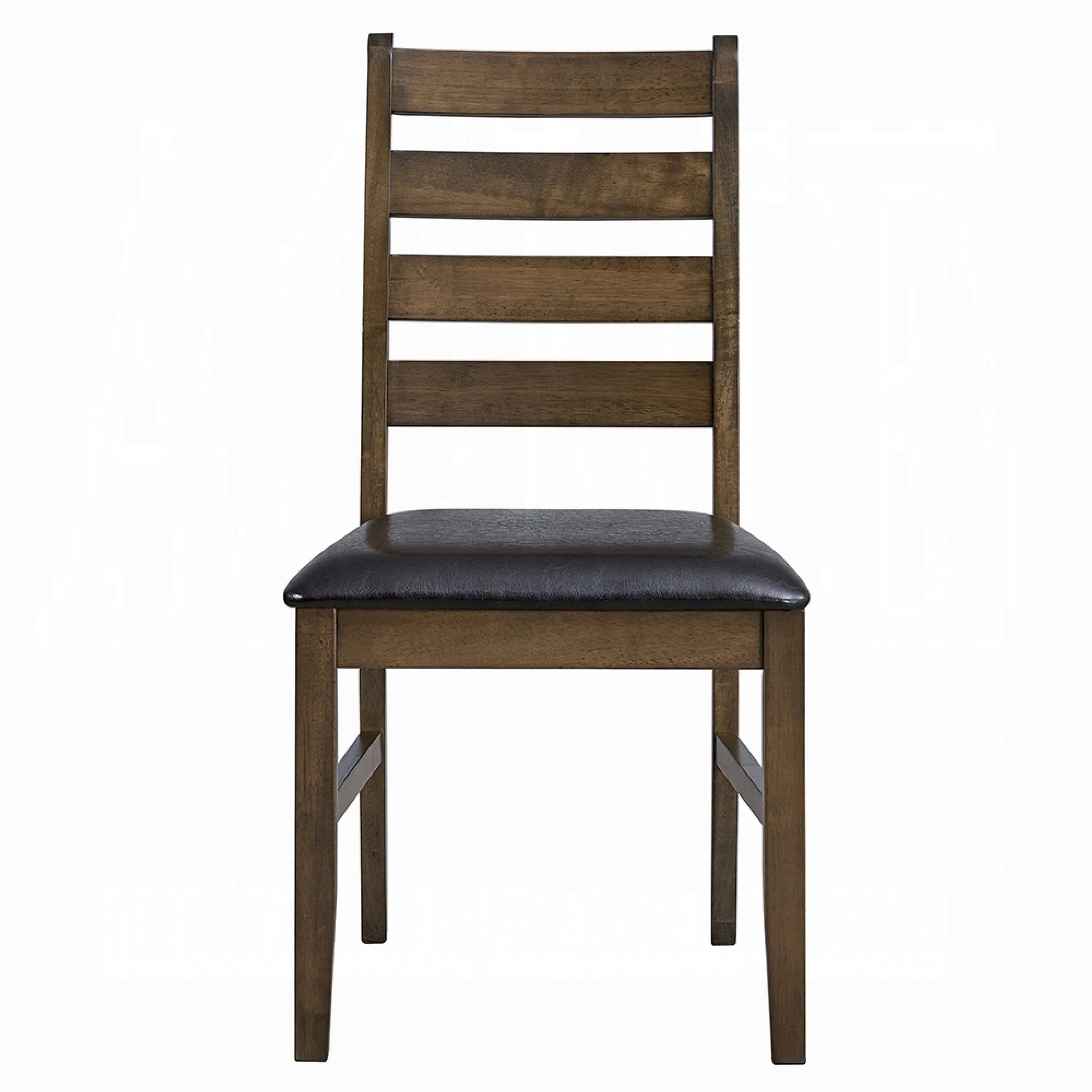 Alt View 1. Manhattan Lane - Dexy Dining Side Chair Set of 2, Ladderback, Walnut Brown Faux Leather - Walnut Brown.