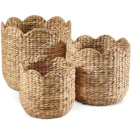 Best Choice Products - Scalloped 3PC Water Hyacinth Nesting Baskets - Natural