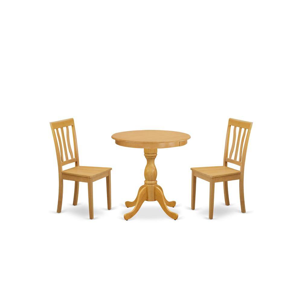 Angle. East West Furniture - East West Furniture - ESAN3-OAK-W - 3-Pc Modern Dining Room Set - 2 Dining Room Chairs and 1 Dining Room Table (Oak - Oak.