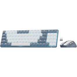Luckbyte - Low-Profile Wireless Mechanical Keyboard and Mouse Combo - 75% Layout, Blue Backlit & 2400 DPI Ergonomic Mouse - Gray