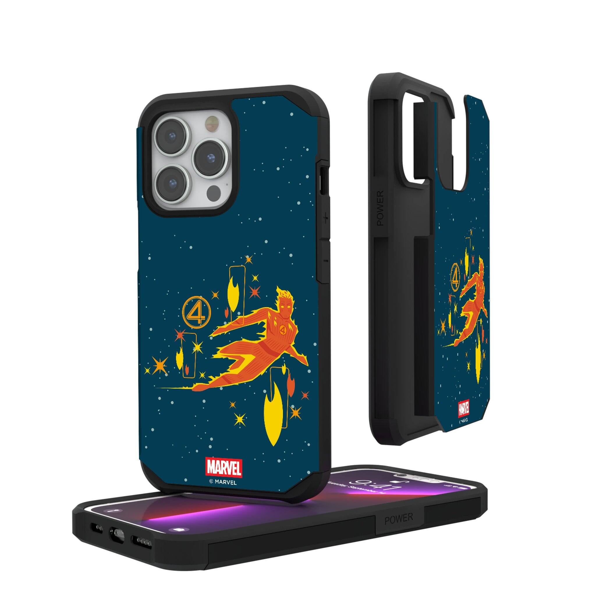 Keyscaper - Marvel Badge Rugged Phone Case - Apple iPhone 16 - Human Torch