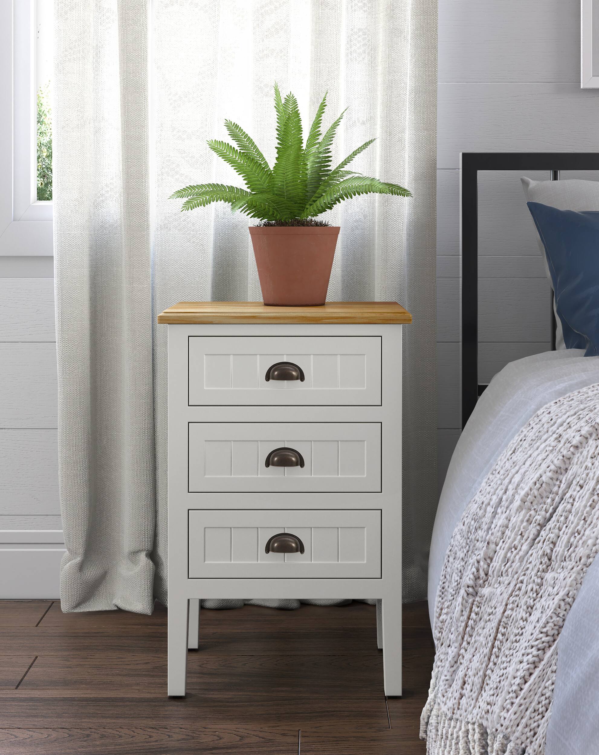 Alt View 11. Click Decor - Martin 3-Drawer Storage Cabinet - White.