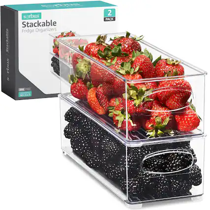 sorbus Stackable Fridge Organizers 2 PACK BPA FREE - 10x6x3