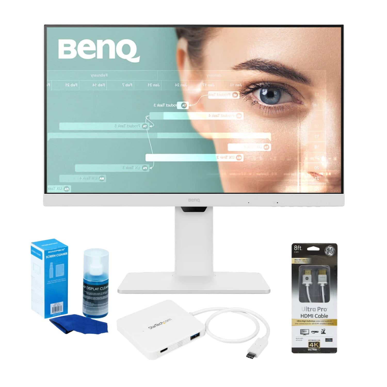 BenQ - GW2786TC 27-In Monitor with HDMI Cable USB-C Hub and Screen Cleaner - White