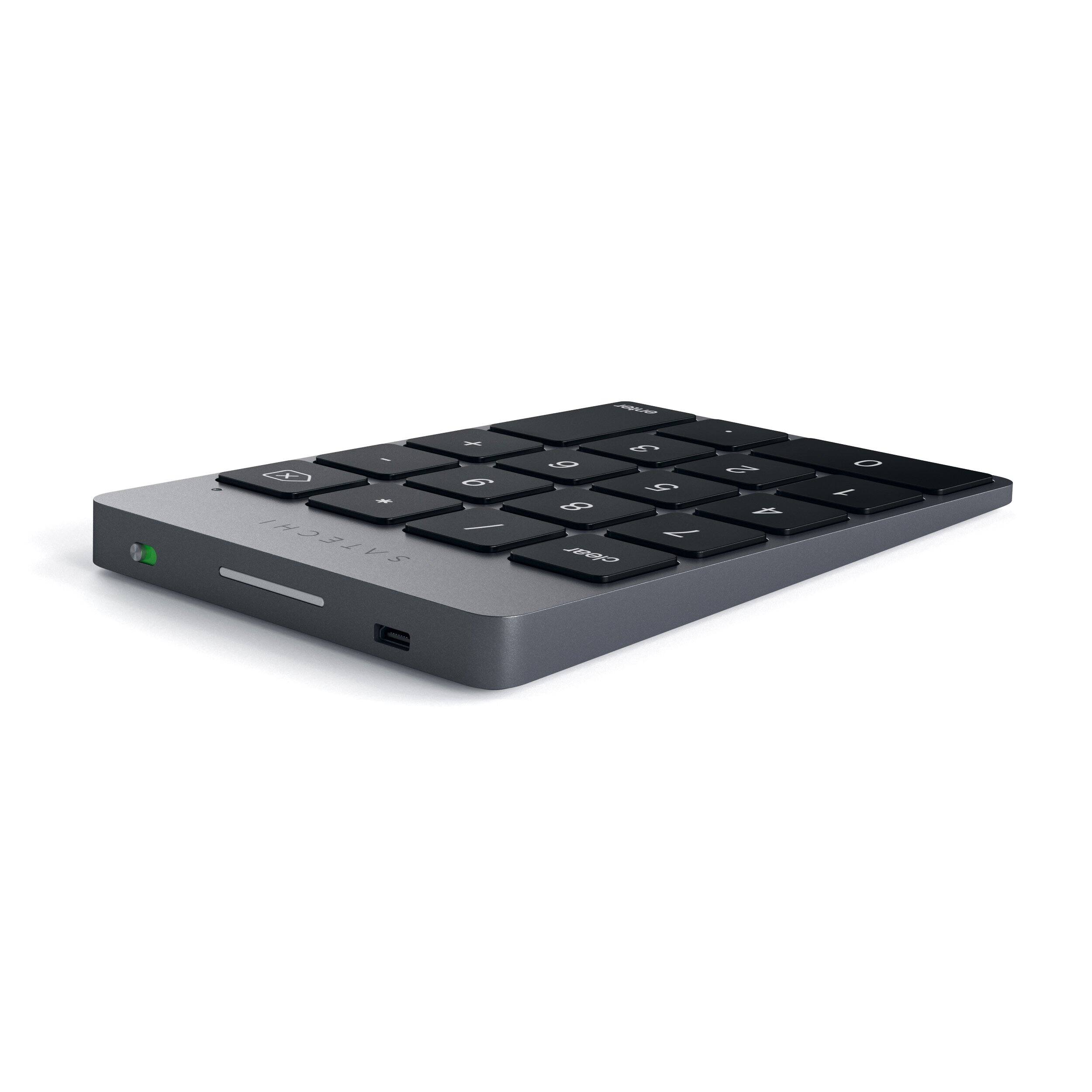 Alt View 2. Satechi - Slim Aluminum Bluetooth Wireless Keypad - 18 Keys, Rechargeable Numpad for MacBook, iPad, iMac, PC - Space Gray.