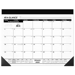 AT-A-GLANCE - 2026 21.75" x 17" Monthly Desk Pad Calendar - White/Black