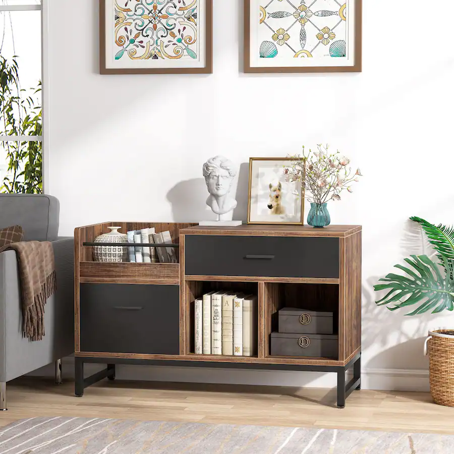 Engineered Wood Rack For File Tribesigns Office File Cabinet with Engineered Wood Construction, for ...