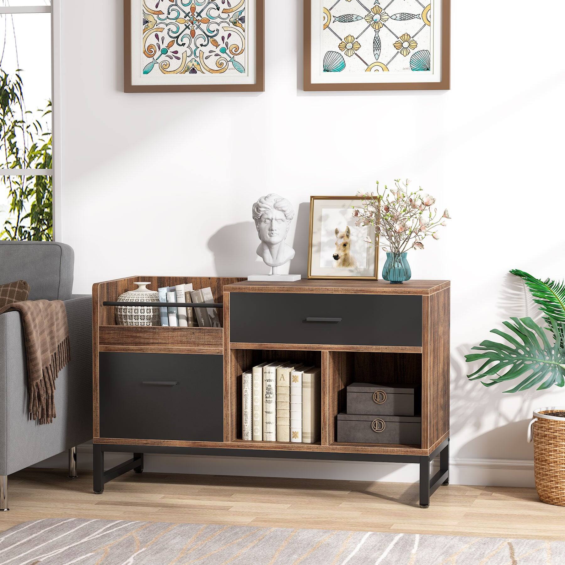 Tribesigns Office File Cabinet with Engineered Wood Construction, for ...
