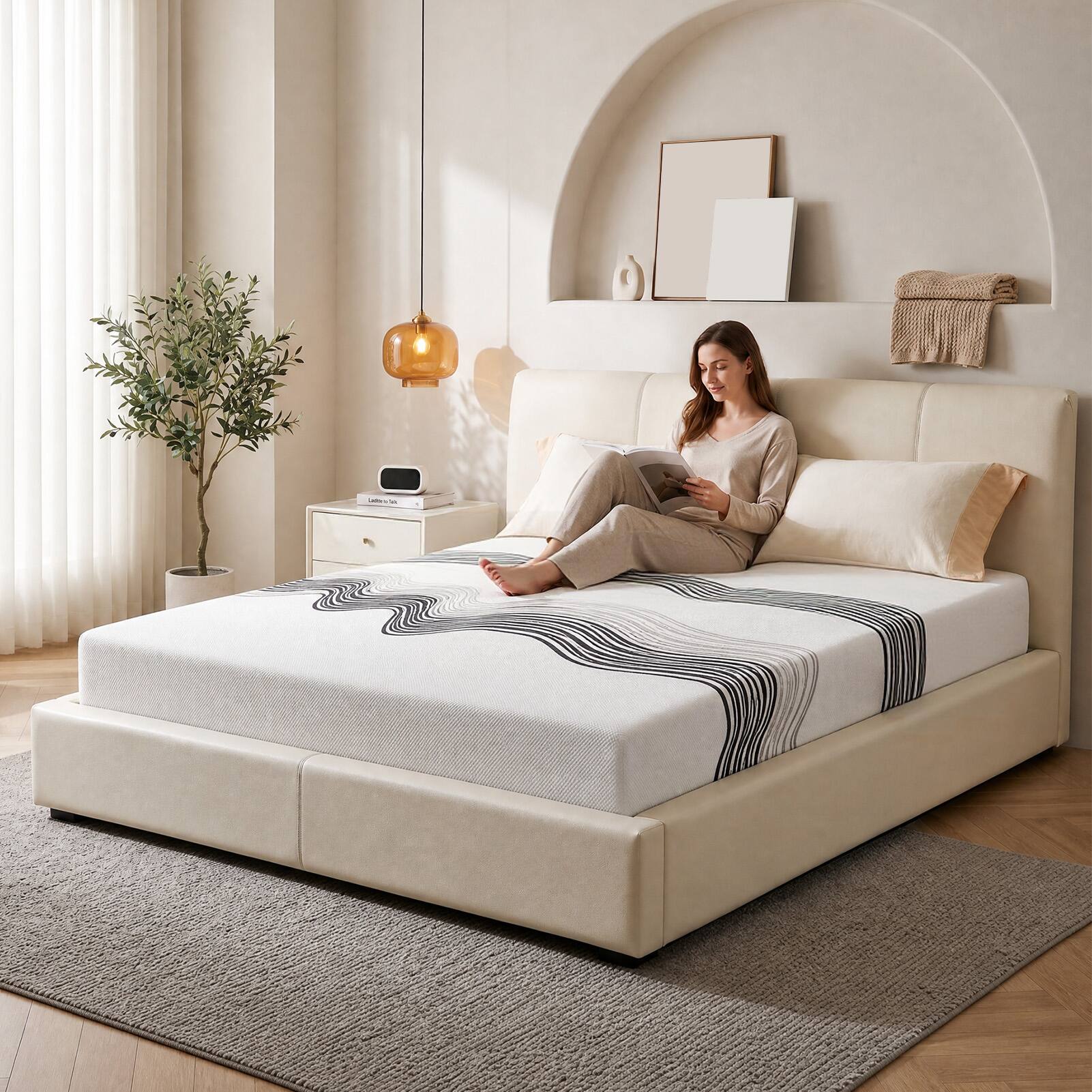 Alt View 4. FED Fitness - Queen Mattress,12 Inch High Density Soft Comfortable Memory Foam Bed Mattress for Sleeping - White/Blue.