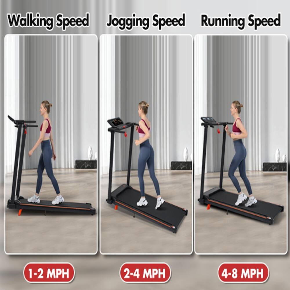 Walking Speed: 1-2 MPH  
Jogging Speed: 2-4 MPH  
Running Speed: 4-8 MPH