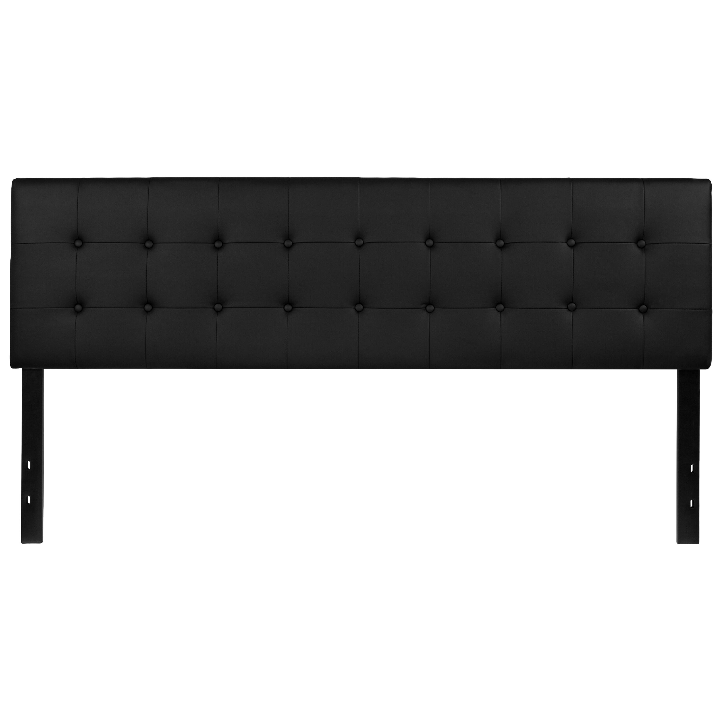 Alt View 5. Emma + Oliver - Button Tufted Adjustable Height Upholstered Headboard - Black.