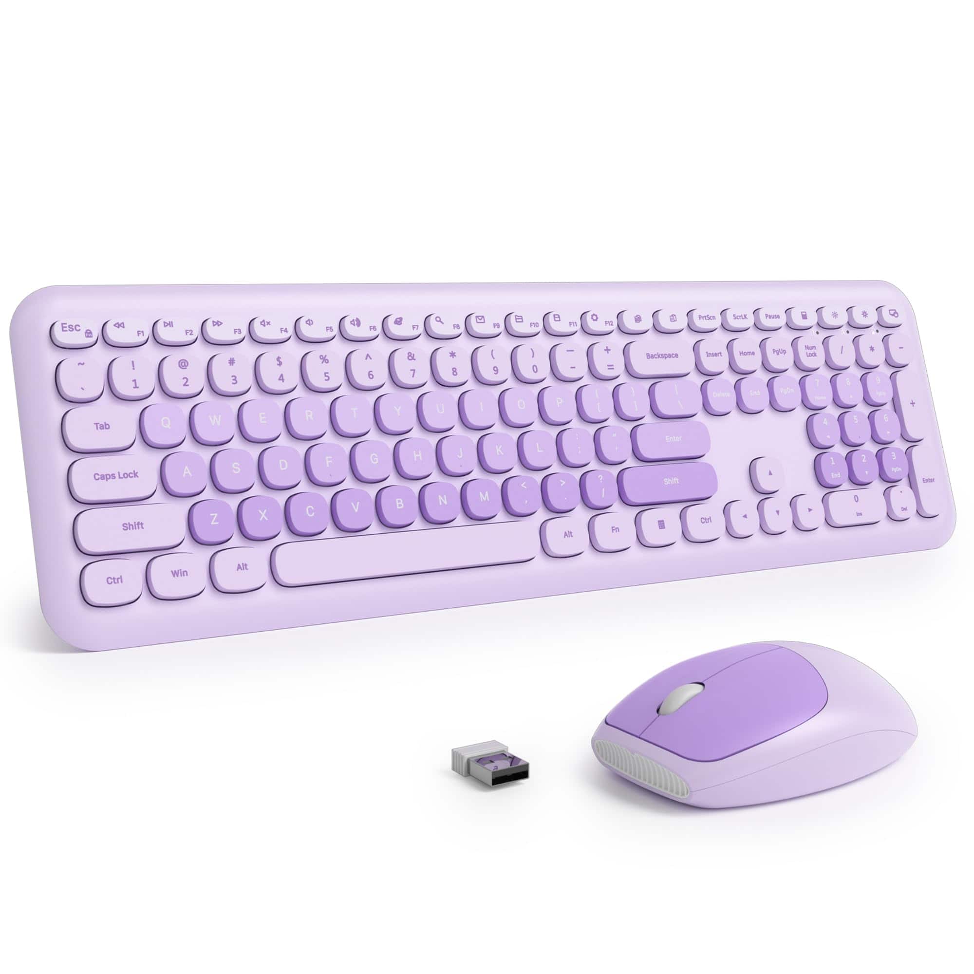 PO3TICJUNKI3 - Cute Colorful And Mouse Wireless Silent Full-size Retro Typewriter Quiet Black Pink Low-noise For Computer - 6-Diary Purple
