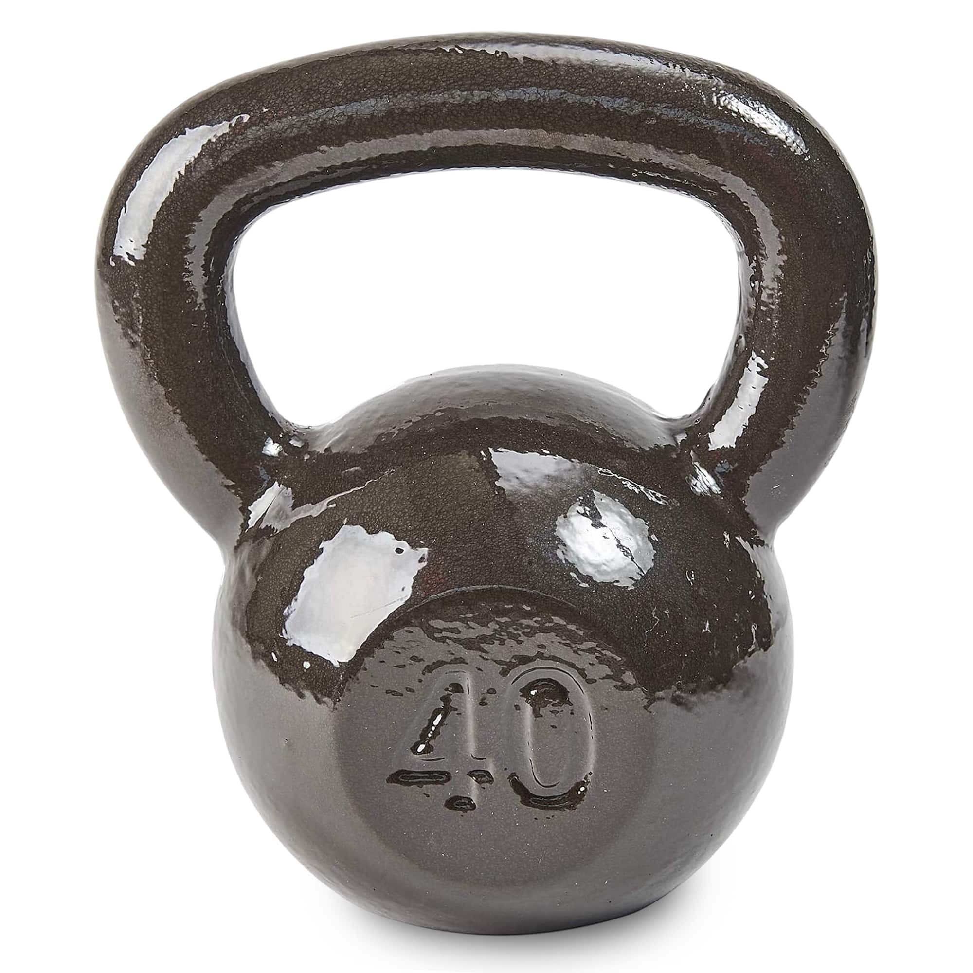 BalanceFrom Fitness - BalanceFrom Cast Iron Kettlebell for Home Gym Strength Training, 40 Lb, Grey - Gray