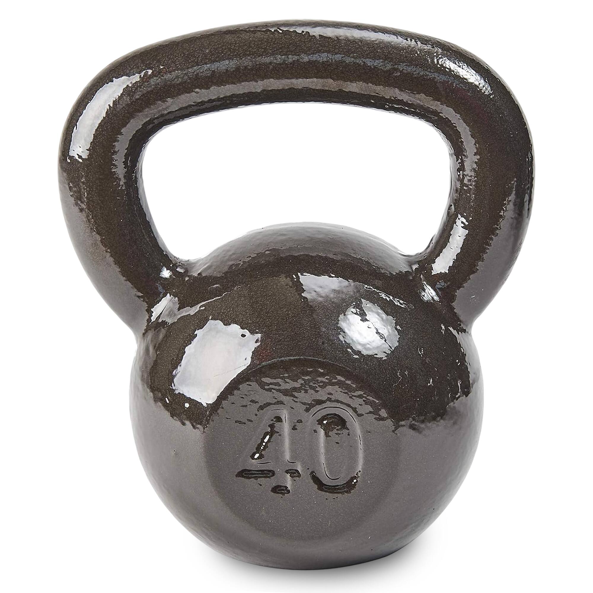 Front. BalanceFrom Fitness - BalanceFrom Cast Iron Kettlebell for Home Gym Strength Training, 40 Lb, Grey - Grey.