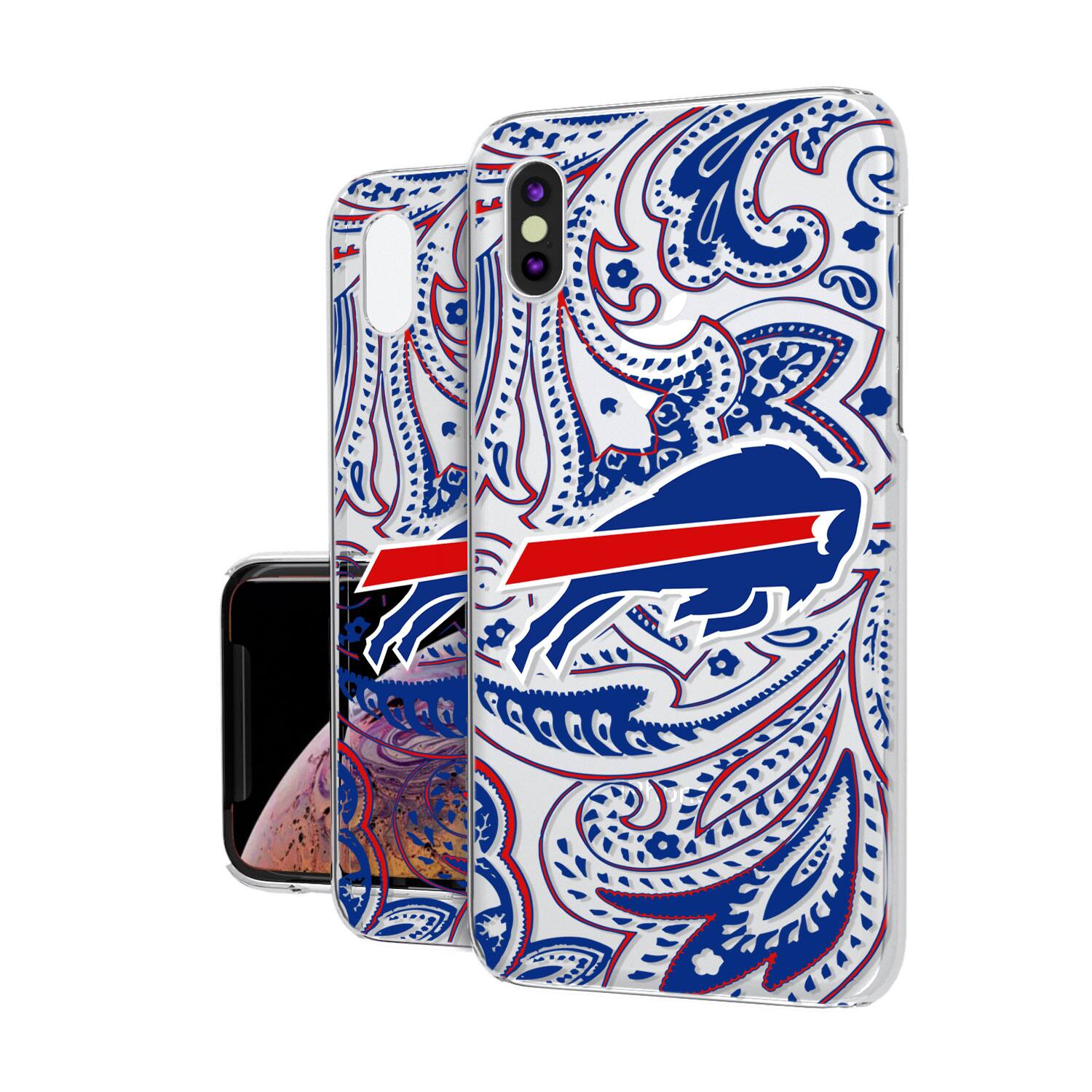 Alt View 1. Keyscaper - Buffalo Bills iPhone Clear Paisley Design Case - 15 Pro - Multicolor.